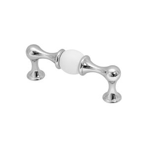 Puxador Bill Cromado Branco Liso Conjunto Linha Tradition Torralba