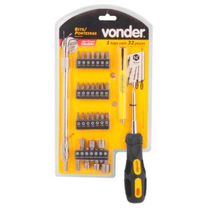 Jogo de Bits Ponteiras com 32 peças Encaixe Sextavado de 1/4" - 35.38.032.000 Vonder
