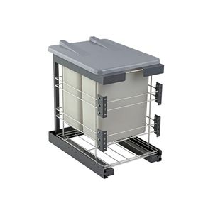 Lixeira Dupla Inox Tampa Articulada para Corrediça Oculta 360x540x500 mm 4308 Masutti Copat