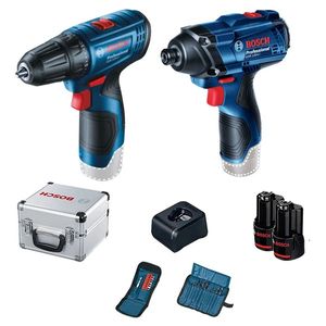 Kit Parafusadeira GSR 120-LI e Chave de Impacto GDR 120-LI 12V 2 baterias e maleta Bosch