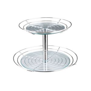 Fruteira de Mesa Double Cromado com Vidro 02 Cestos 320/415 mm 2376 Masutti Copat