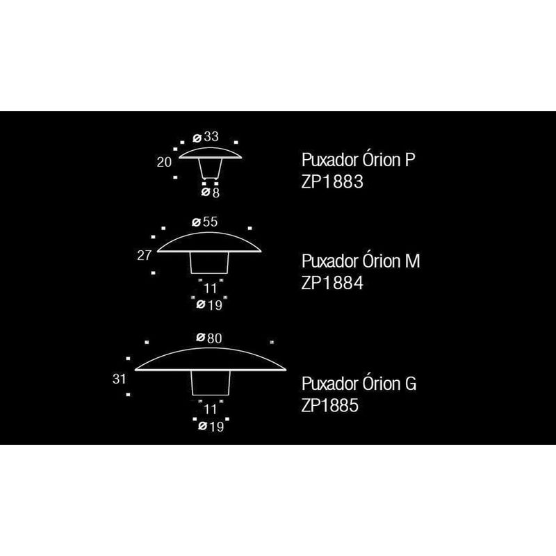 Puxador Orion Grande Vec Metallo Ponto Zen - Varotti